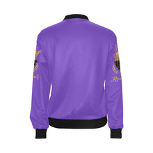 #MASKON# Purple Bomber Jacket for Women (Model H36)