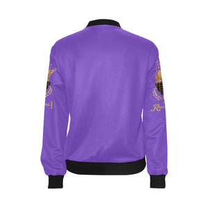 #MASKON# Purple Bomber Jacket for Women (Model H36)