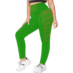 #Rossolini1# TheName Green Plus Size High Waist Leggings (Model L44)