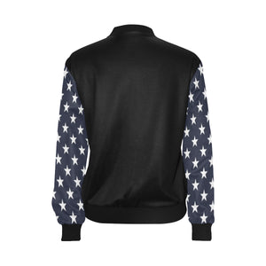 #Rossolini1# In Your Face Blue Back Stars Bomber Jacket for Women (Model H36)