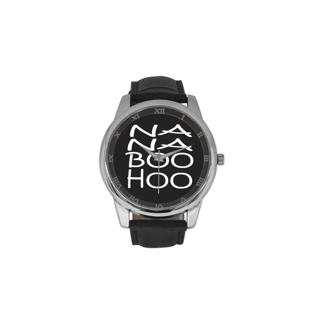 #Rossolini1# NA NA BOO HOO Black Leather Strap Large Dial Watch(Model 213)