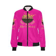 #MASKON# Hot Pink Bomber Jacket for Women (Model H36)