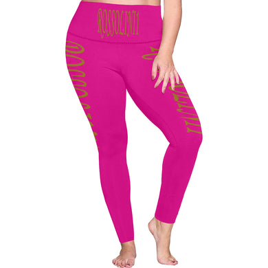 #Rossolini1# TheName Hot Pink Plus Size High Waist Leggings (Model L44)