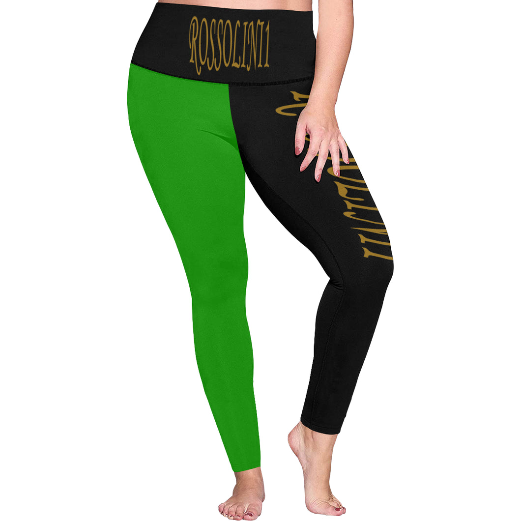 #Rossolini1# TheName B/GR Plus Size High Waist Leggings (Model L44)