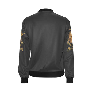 #MASKOFF# Charcoal Bomber Jacket for Women (Model H36)