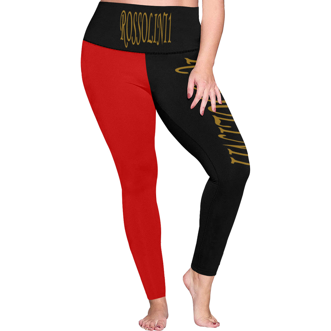 #Rossolini1# TheName B/R Plus Size High Waist Leggings (Model L44)