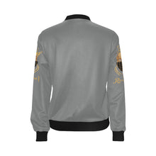 #MASKON# Dark Gray Bomber Jacket for Women (Model H36)