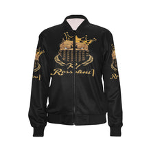 #MASKON# Black Bomber Jacket for Women (Model H36)