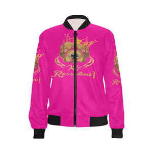 #MASKOFF# Hot Pink Bomber Jacket for Women (Model H36)