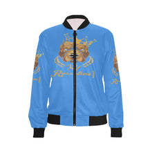 #MASKOFF# Blue Bomber Jacket for Women (Model H36)