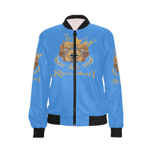 #MASKOFF# Blue Bomber Jacket for Women (Model H36)