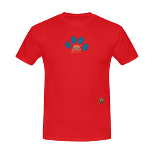 #MARKEDFORLIFE# Blue Paw Red Men's T-Shirt