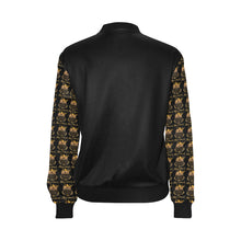 #MASKON# Black Bomber Jacket for Women (Model H36)