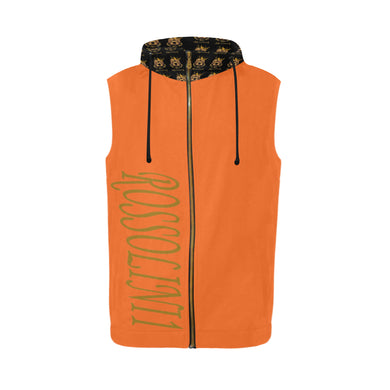 #Rossolini1# Orange Sleeveless Zip Up Hoodie for Men (Model H16)