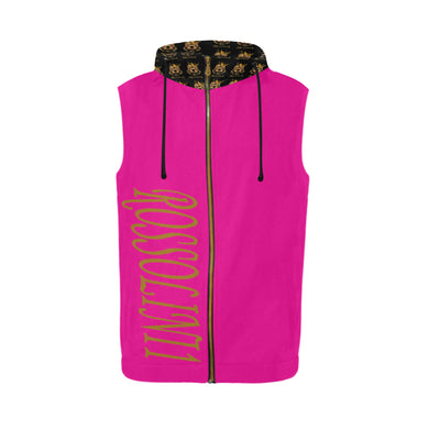 #Rossolini1# Hot Pink Sleeveless Zip Up Hoodie for Men (Model H16)