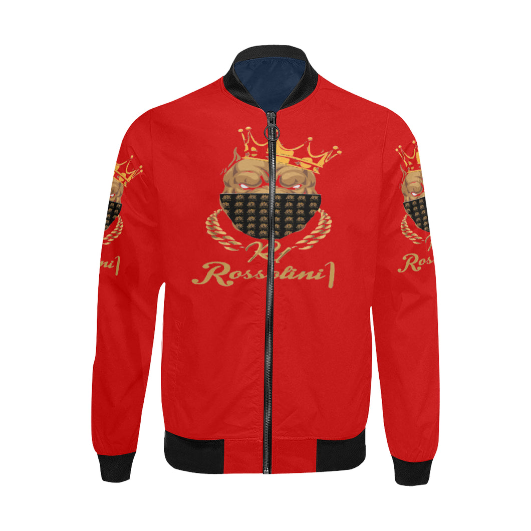 #MASKON# Red Bomber Jacket for Men (Model H31)