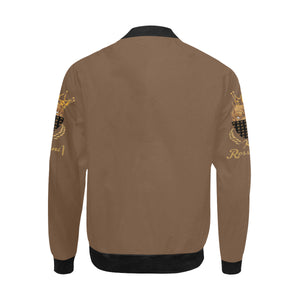 #MASKON# Brown Bomber Jacket for Men (Model H31)