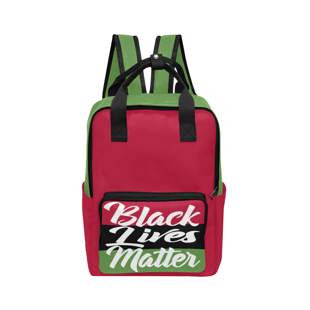 #Rossolini1# Black Lives Matter Red/Green Twin Handle Backpack (Model 1732)