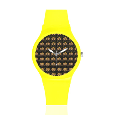 #Rossolini1# Mask Off Yellow Unisex Round Rubber Sport Watch(Model 314)